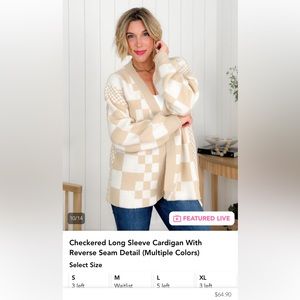 NWT Checkered long sleeve cardigan size small by AnnieWear Los Angeles